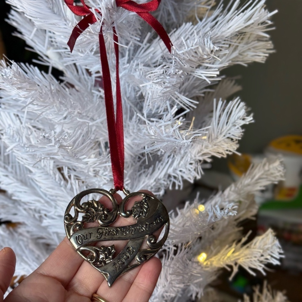 2002 Silver Heart Our First Christmas Ornament